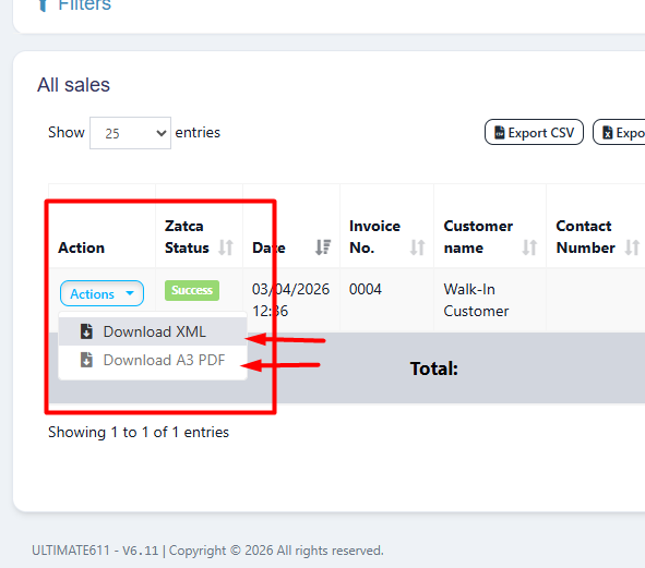 ZATCA XML format and A3 invoice layout download